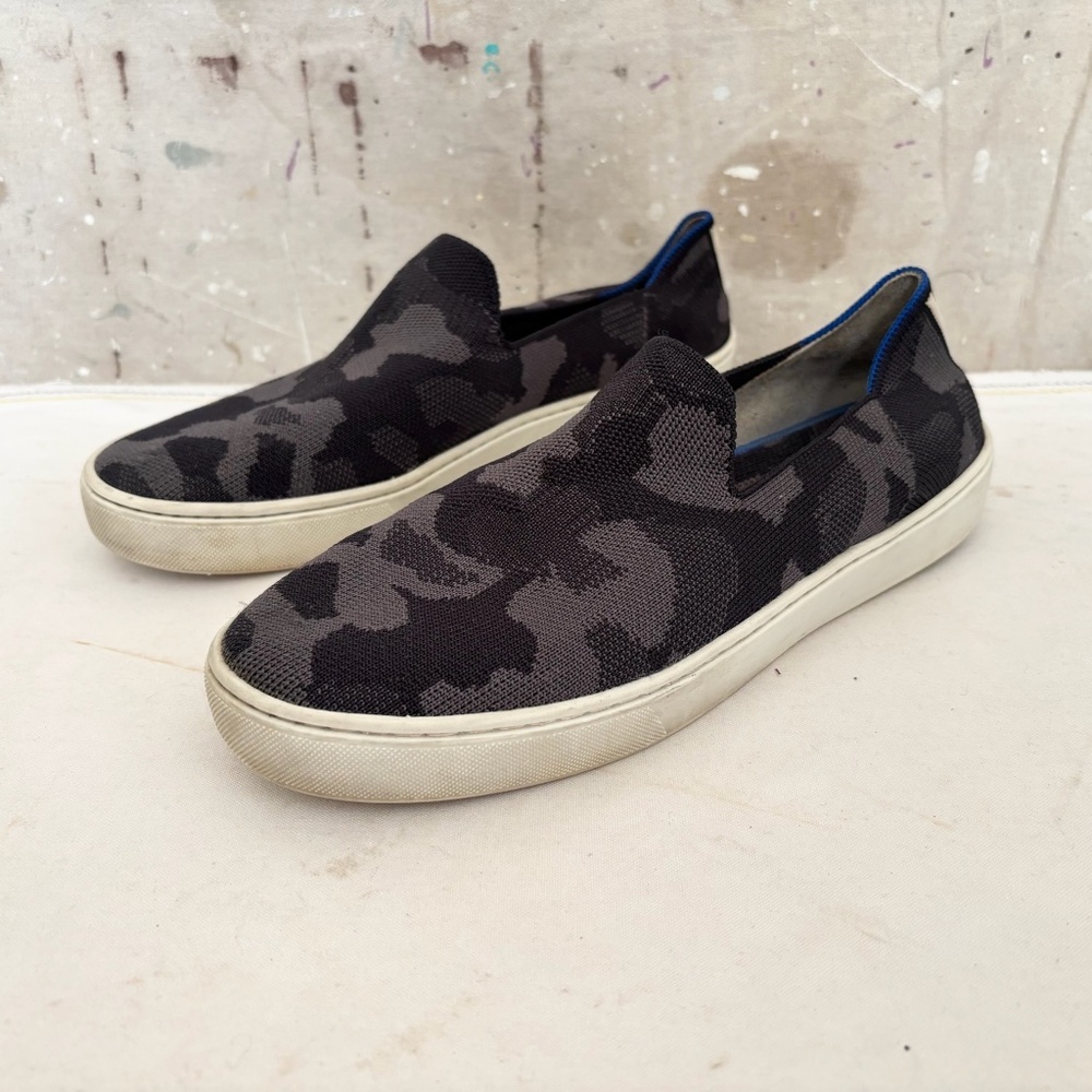Rothy's Women's Slip-On Sneakers in Black and Gray Camo